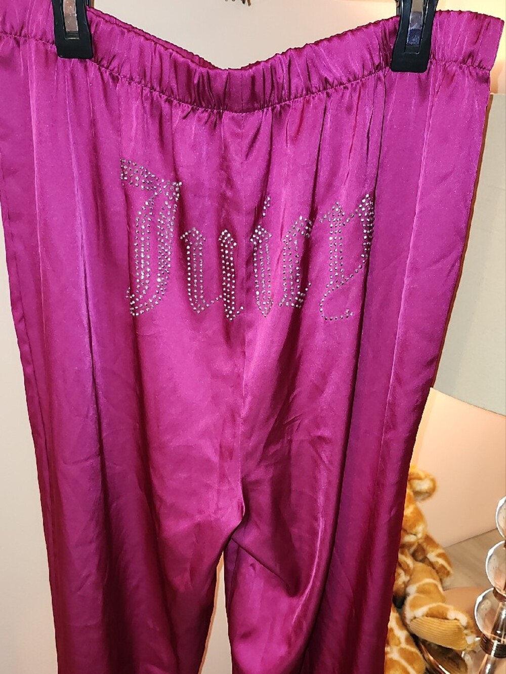 Juicy Couture Hot Pink Rhinestone Satin Pajama Set - Picture 9 of 11